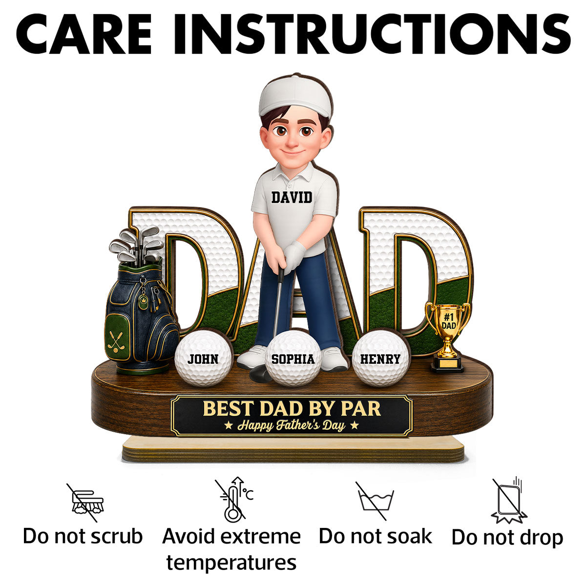 Golf Dad Legend Best Dad By Par - Personalized 2-Layered Wooden Plaque - Father's Day Gift For Dad