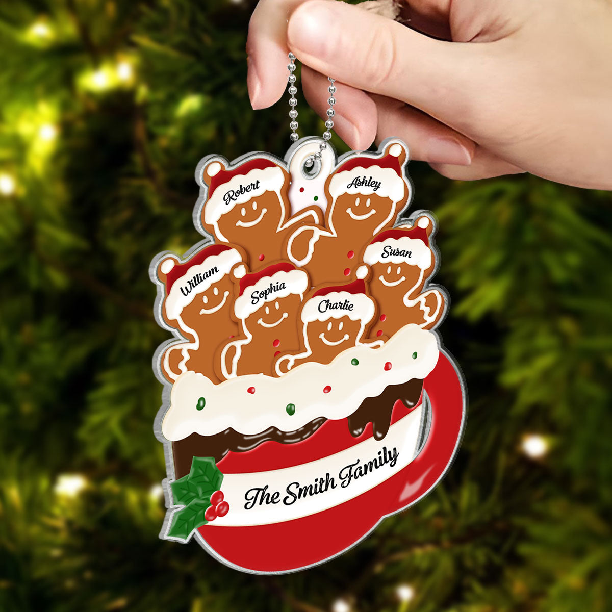Personalized Gingerbread Christmas Ornament 2024, Custom Christmas Gift for Children, Grandchildren, Personalized Xmas Gift, Christmas Decor