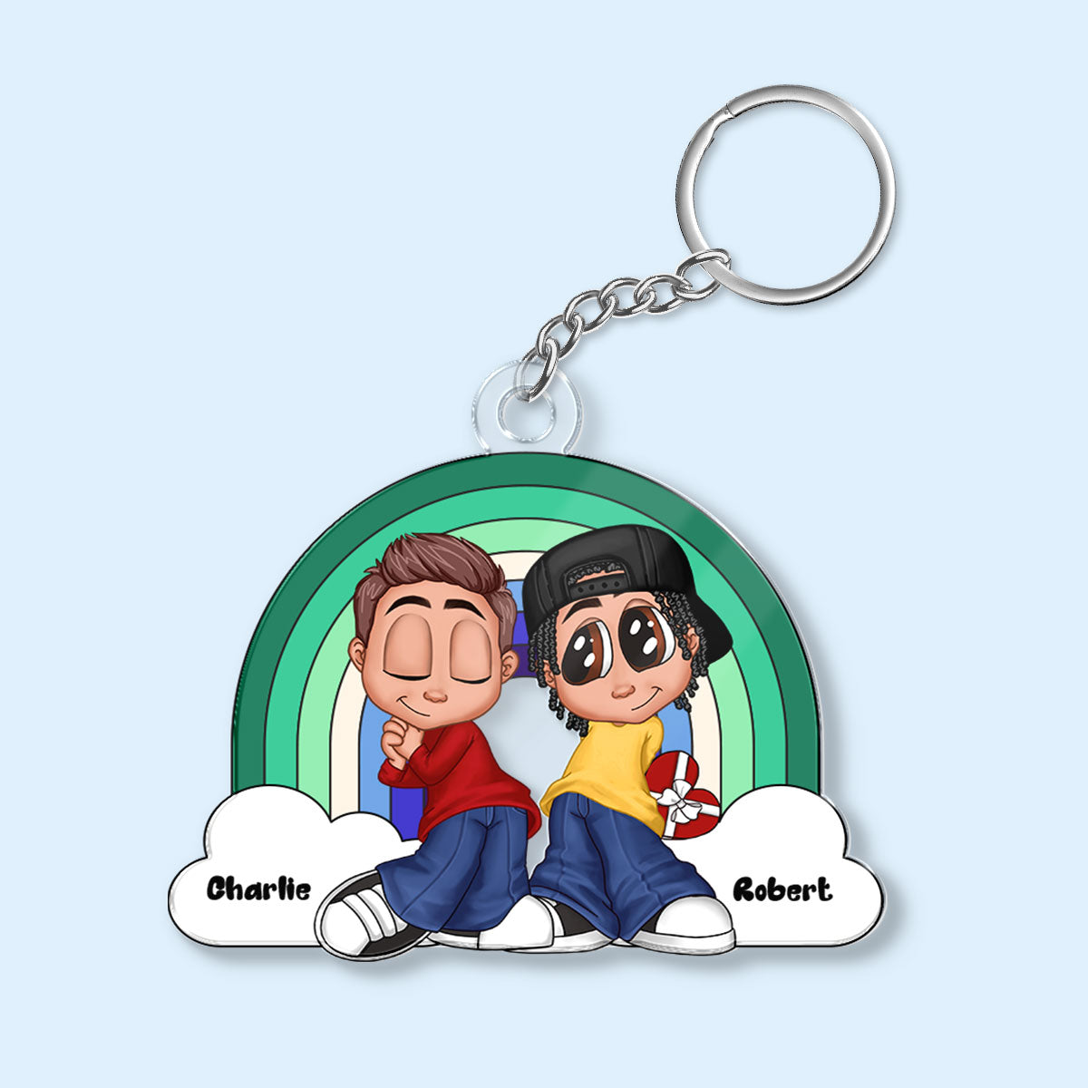 Y2K Couple LGBT Rainbow Personalized Acrylic Keychain