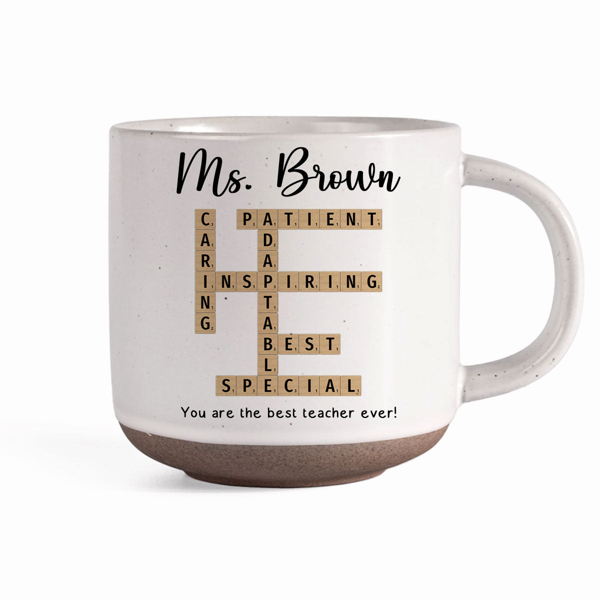 Best Teacher Coach Ever Crossword Art - Created In A Moment Personalized Pottery Mug