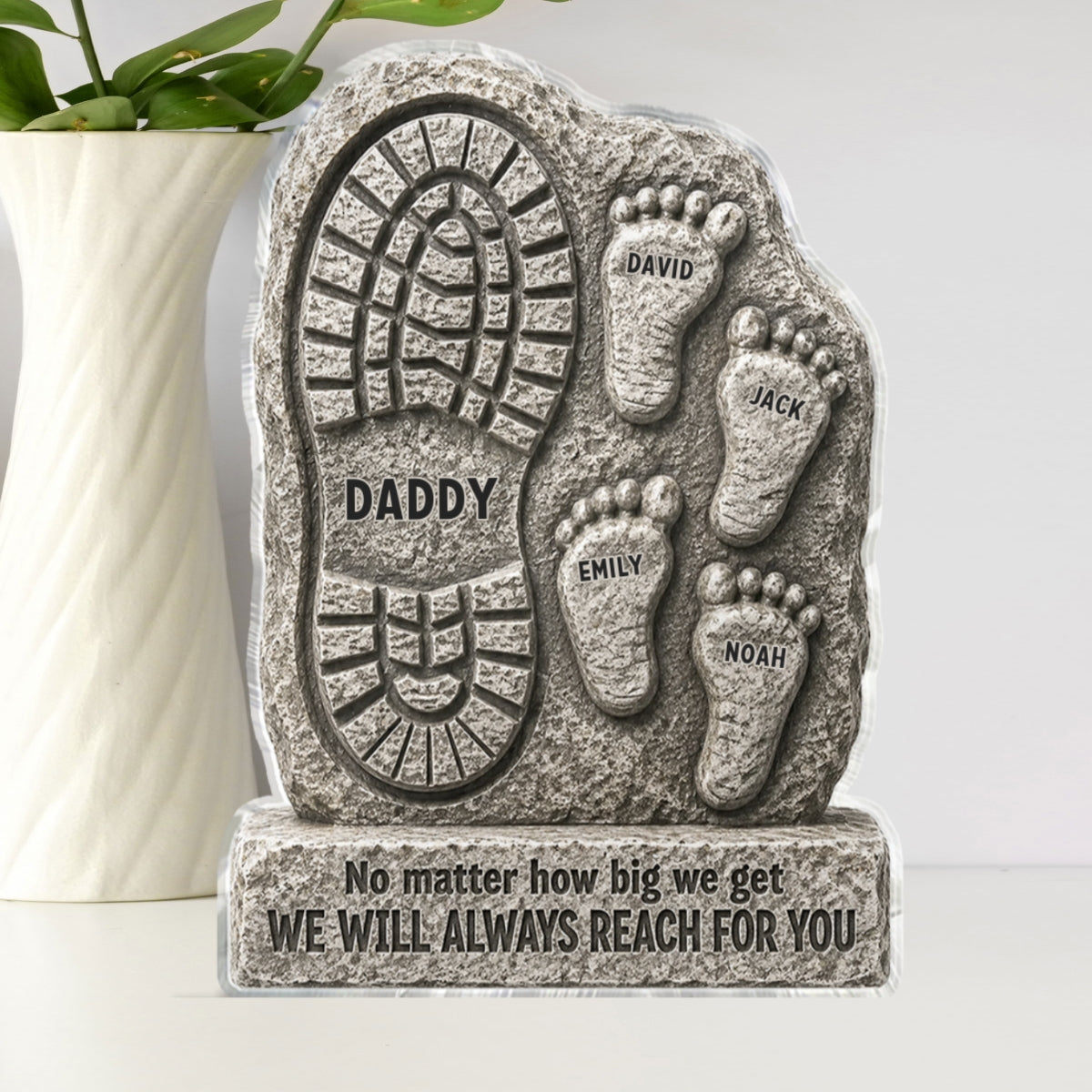 No Matter How Big We Get Always Reach For You Dad - Personalized Acrylic Block Plaque - Heartfelt Father's Day Gift For Dad, Husband