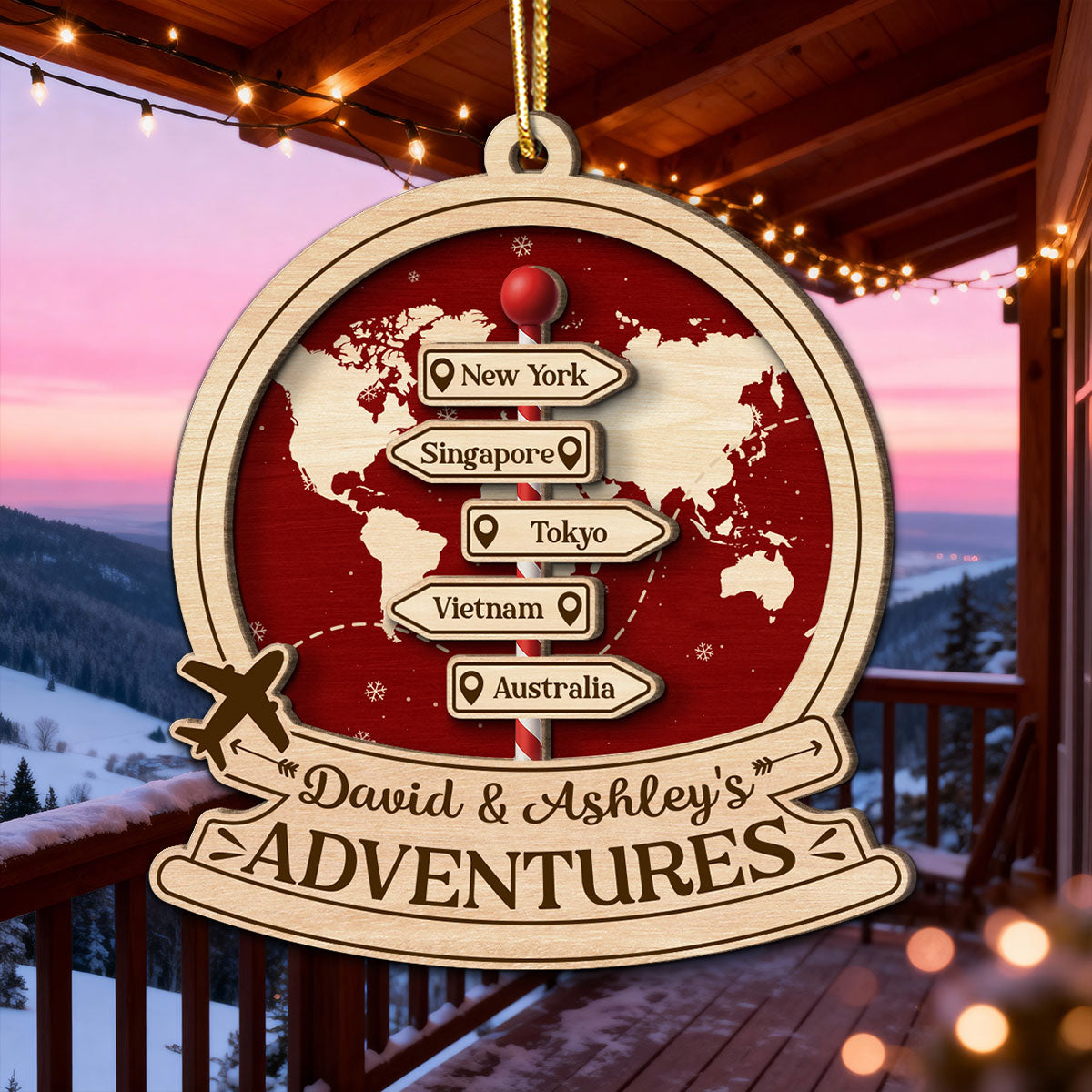 Couple Travel Destination In 2025 - Personalized Wooden Ornament - Unique Christmas Gift For Him, For Her, For Couple