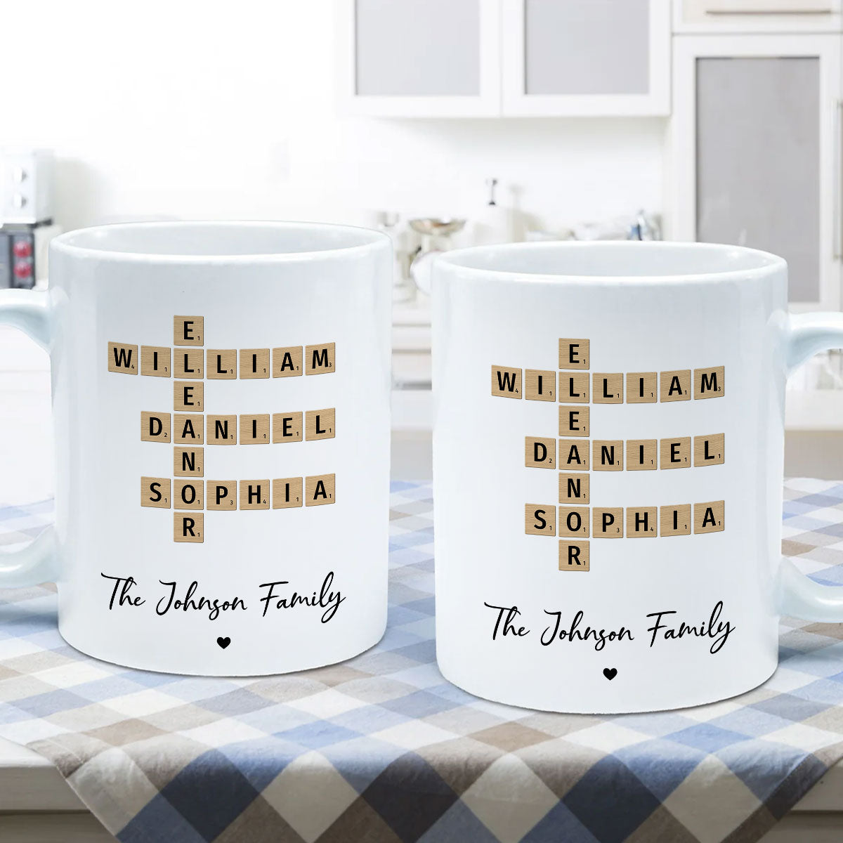 Family Crossword Puzzle Art Gift For Family Friends Personalized Mug