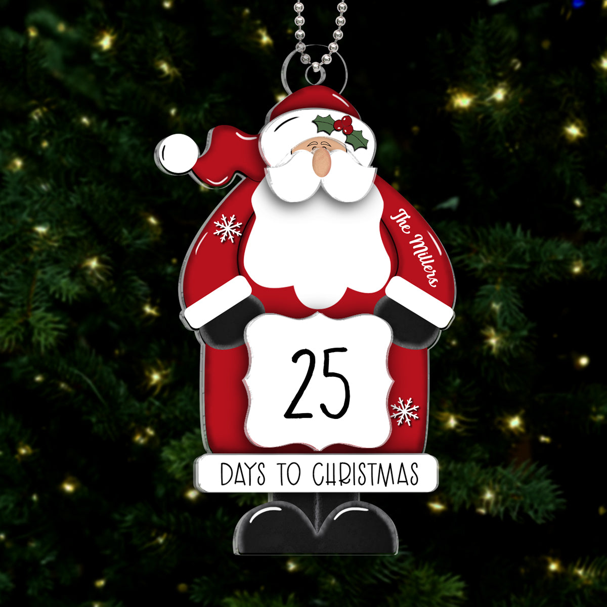 Santa Countdown Days To Christmas Personalized 2-Layer Acrylic Ornament