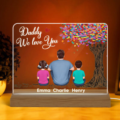 Best Dad Ever Colorful Tree Personalized Custom Shape Warm LED Night Light