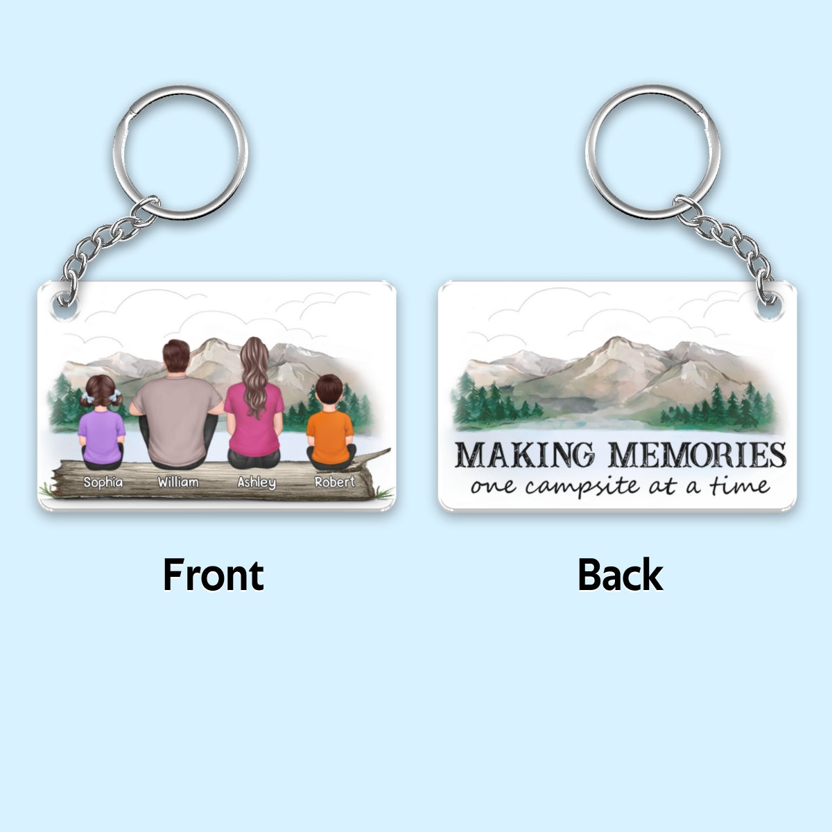 Making Memories Camping Family Couple Kids Dog Cat Personalized Acrylic Keychain