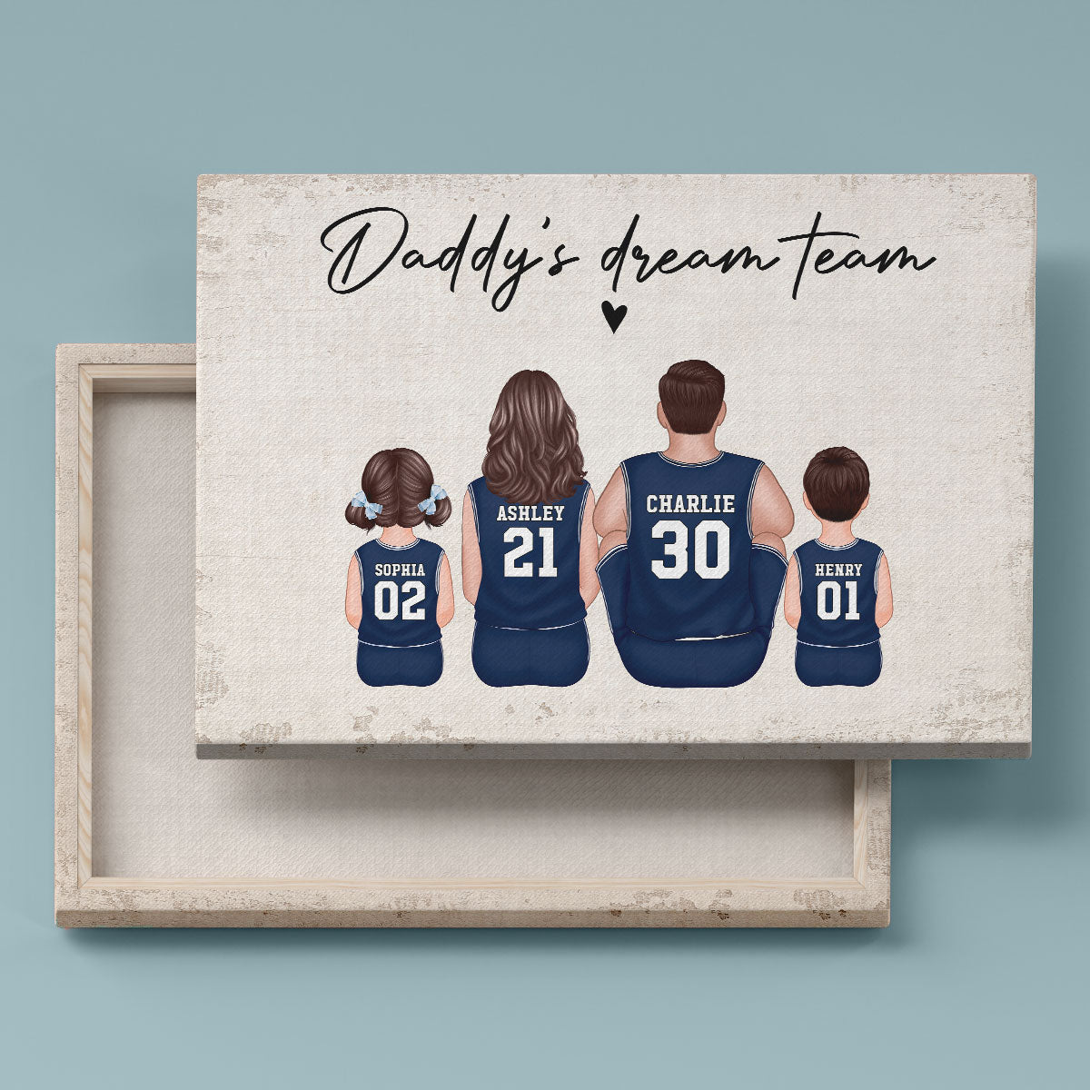 Basketball Team Personalized Family Canvas, Unique Father's Day Gift for Dad, Gift for Husband