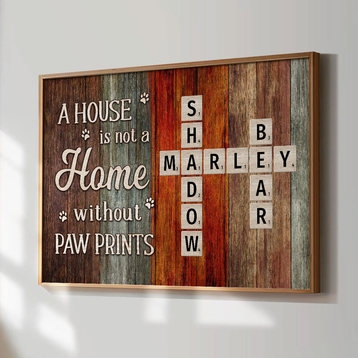 House Is Not Home Without Paw Prints Colorful Palette Crossword Puzzle Art Personalized Poster