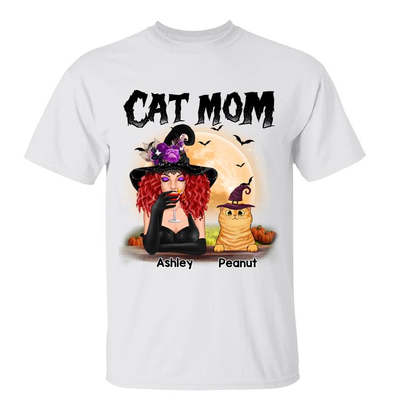 Halloween Witch Cat Mom Personalized Shirt