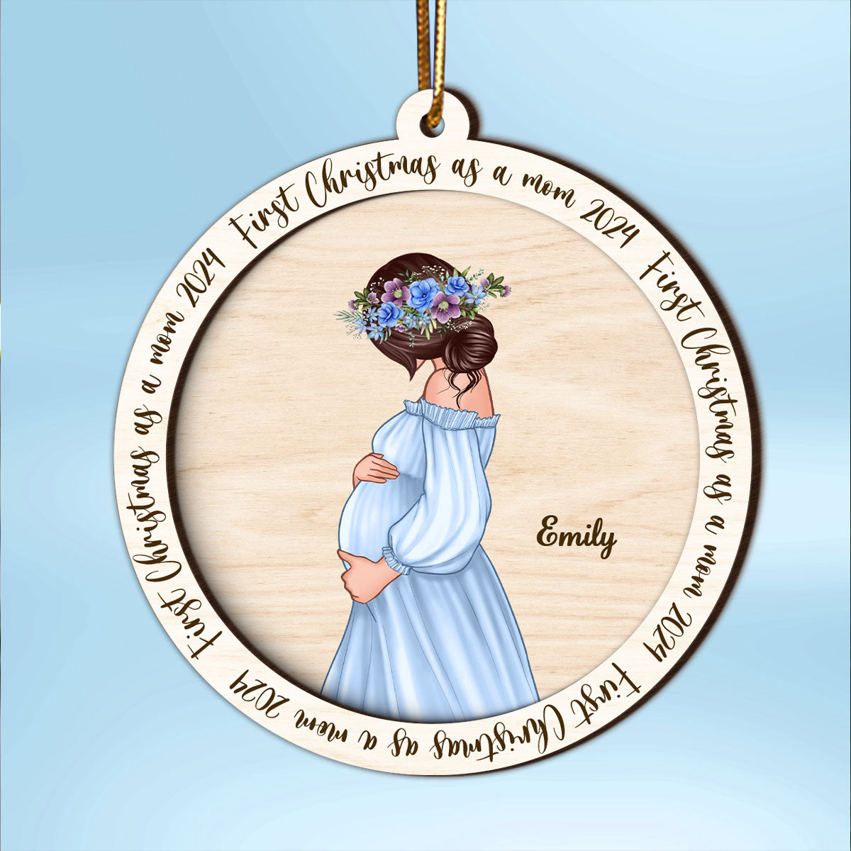 Christmas Baby Announcement, Baby Bump's First Christmas,  Pregnant Christmas 2-Layer Wooden Ornament