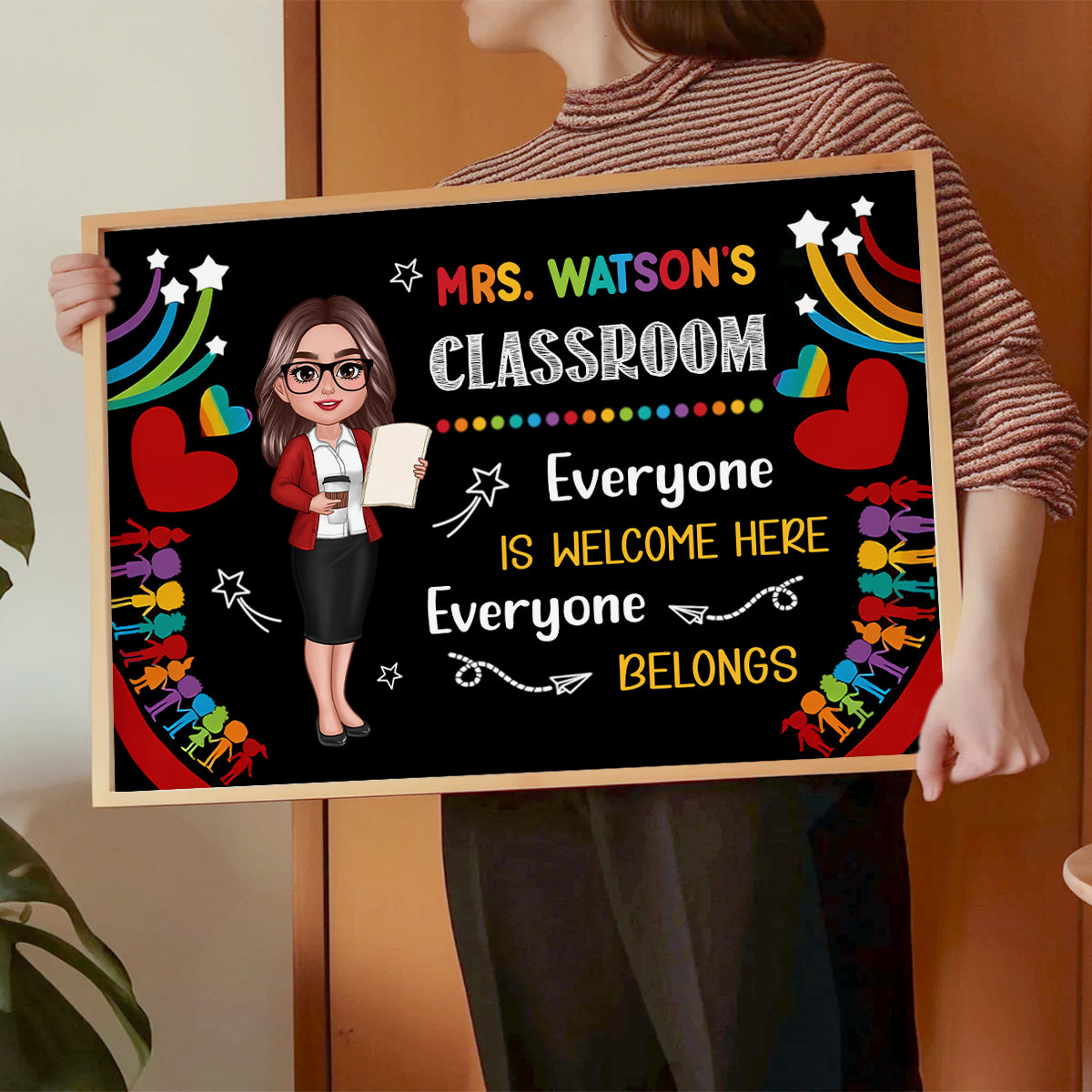 Teacher Classroom Everyone is Welcomed Here Personalized Poster, Back to School Gift for Teacher
