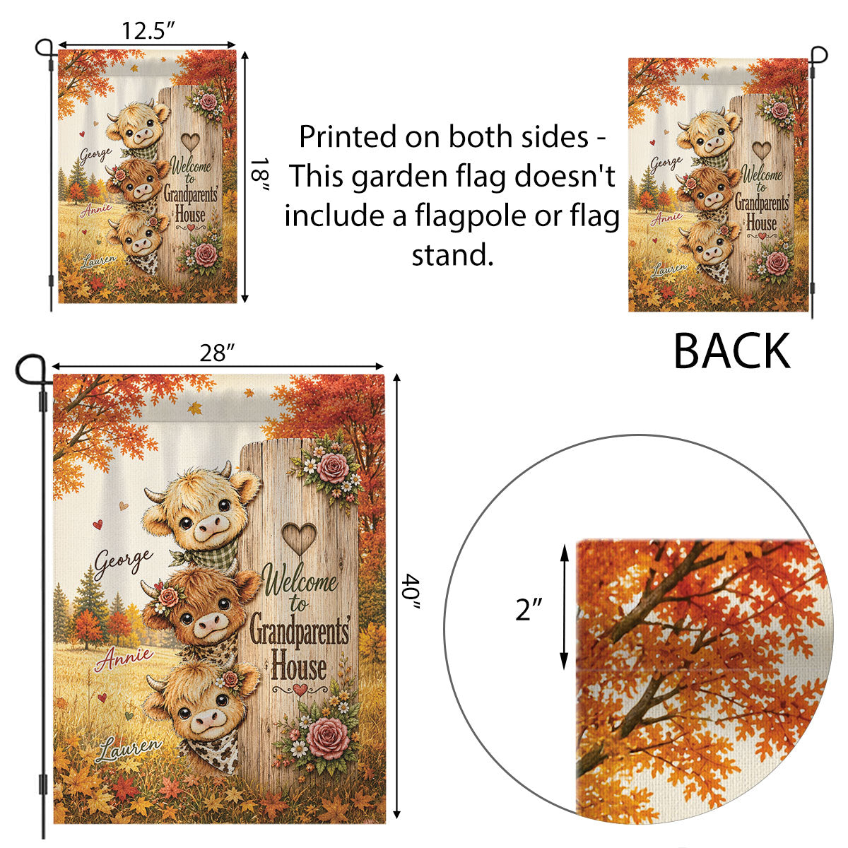 Trending Cute Highland Cow - Personalized Garden Flag - Fall Season Decoration For Grandparents' House