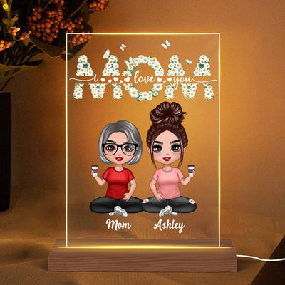 Floral Mother Daughter Sitting Personalized Rectangle Acrylic Plaque LED Night Light