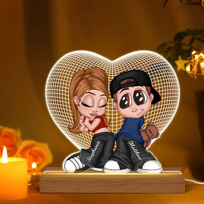 3D Effect Heart Y2K Couple Personalized Acrylic LED Night Light,  Gift, Anniversary Gift for Him for Her
