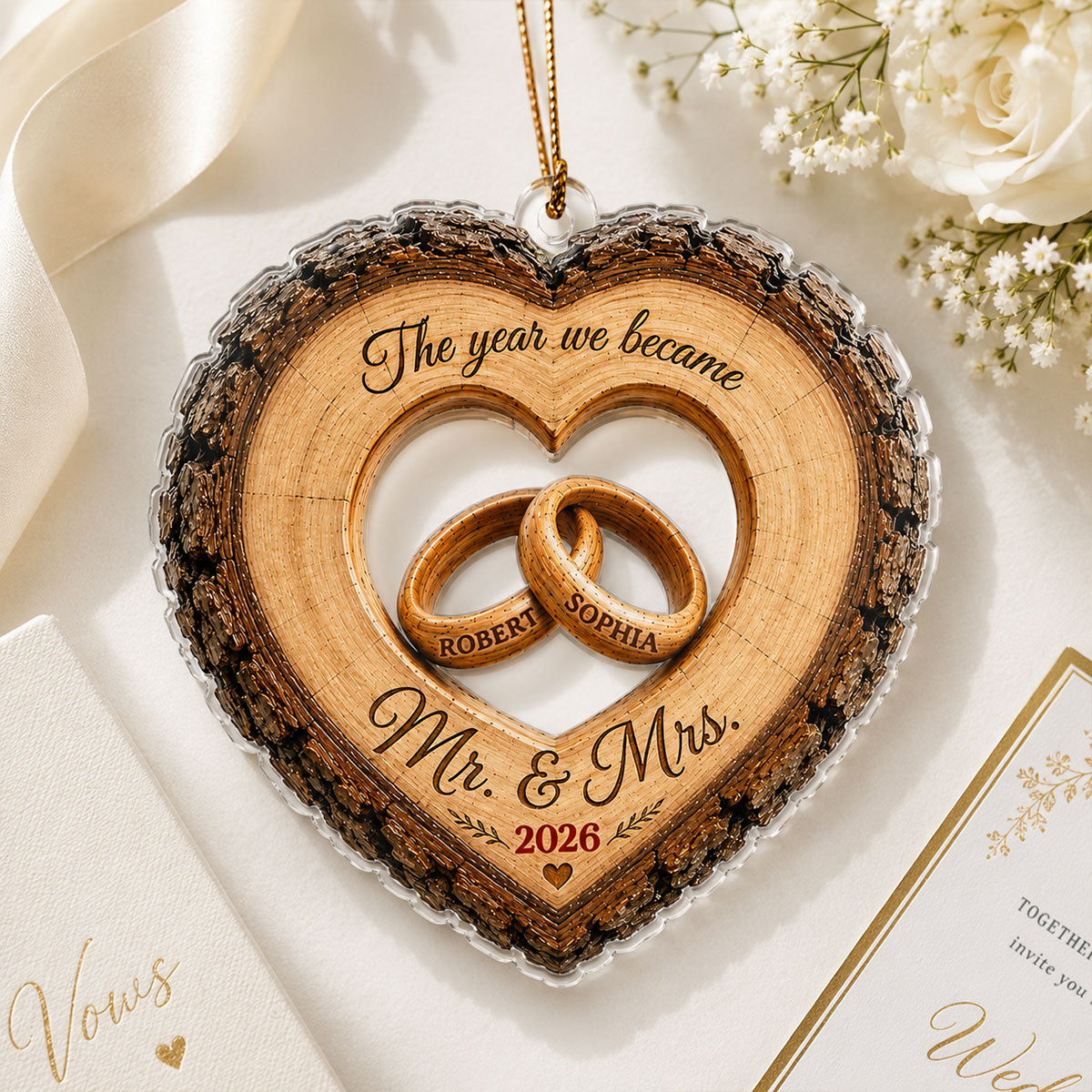 Together Forever Couple Anniversary 2D Flat Plaque - Personalized Acrylic Ornament - Heartfelt Gift for Her, for Him