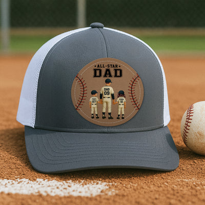 All-Star Dad Baseball Dad & Kids Personalized Leather Patch Hat