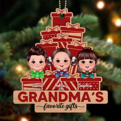 Grandma Favorite Gifts Doll Kids Personalized Christmas Wooden Ornament