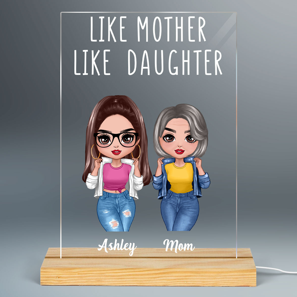 Like Mother Like Daughter Cool Doll Personalized Acrylic LED Night Light