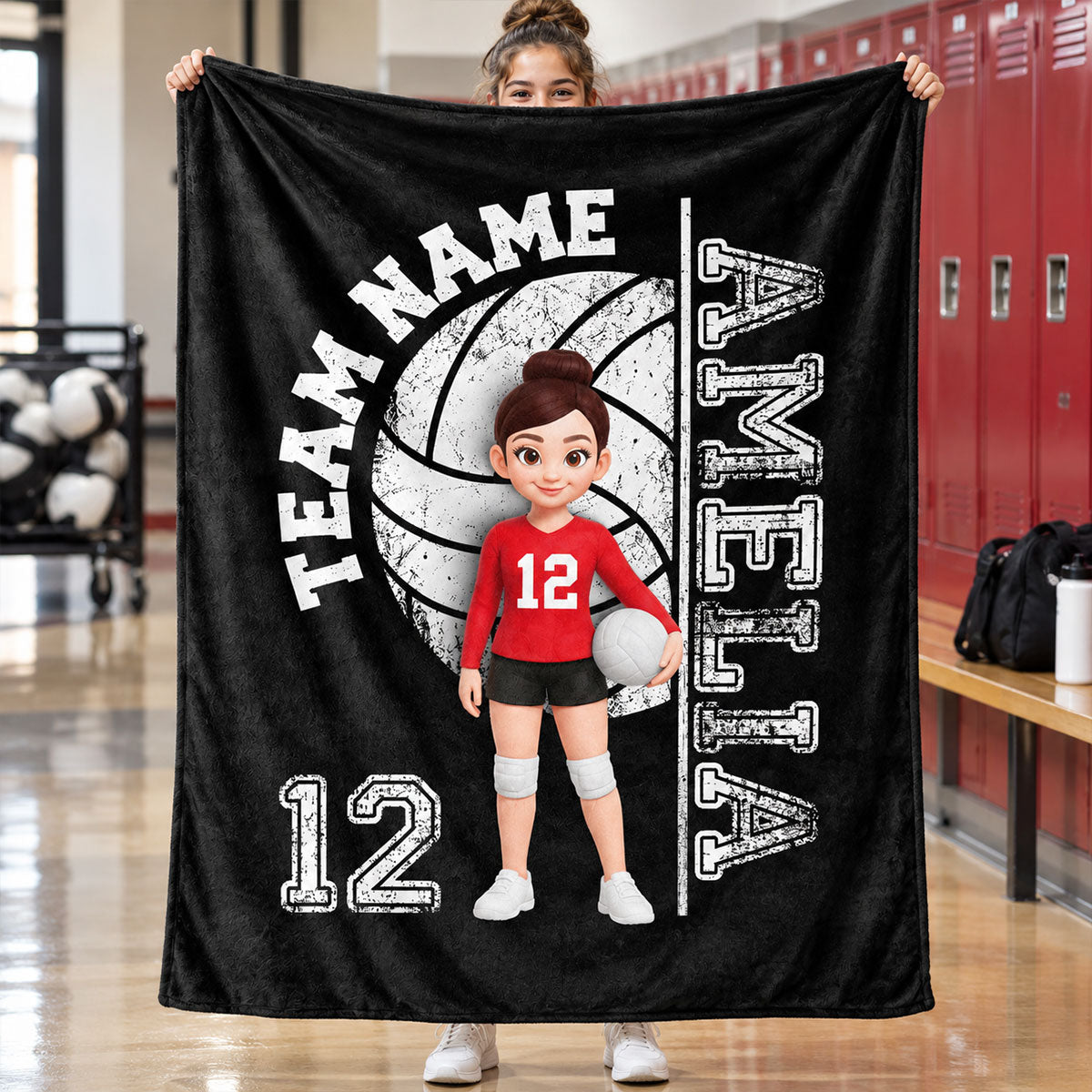 Custom Team Name Volleyball Player - Personalized Fleece Blanket - Soccer Senior Gift, Christmas Gift for Daughter, Son, Grandkids