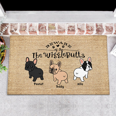 Frenchie Wiggle Butt Club Dog Personalized Doormat, Home Decor For French Bulldog Lovers