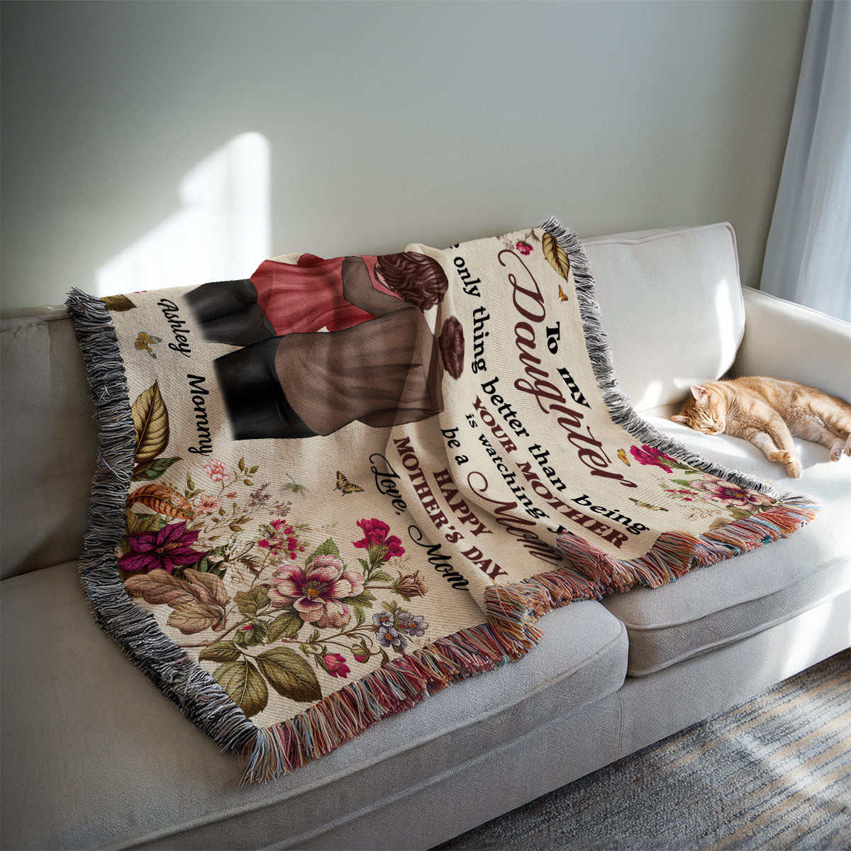 To My Daughter From Mom Happy Mother's Day Personalized Tapestry Woven Blanket, Gift For Daughter
