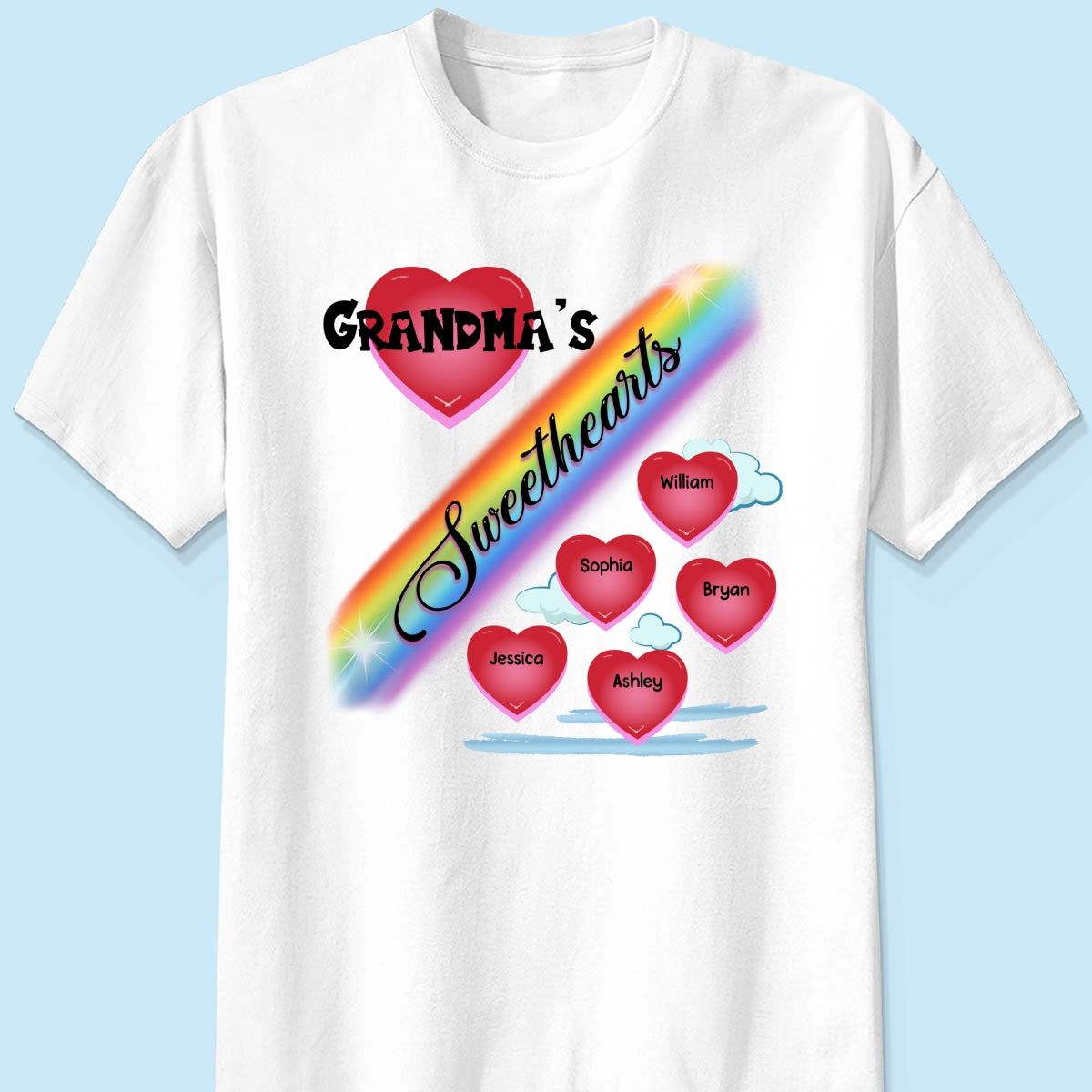 Grandma Mom Sweetheart Rainbow Personalized Shirt
