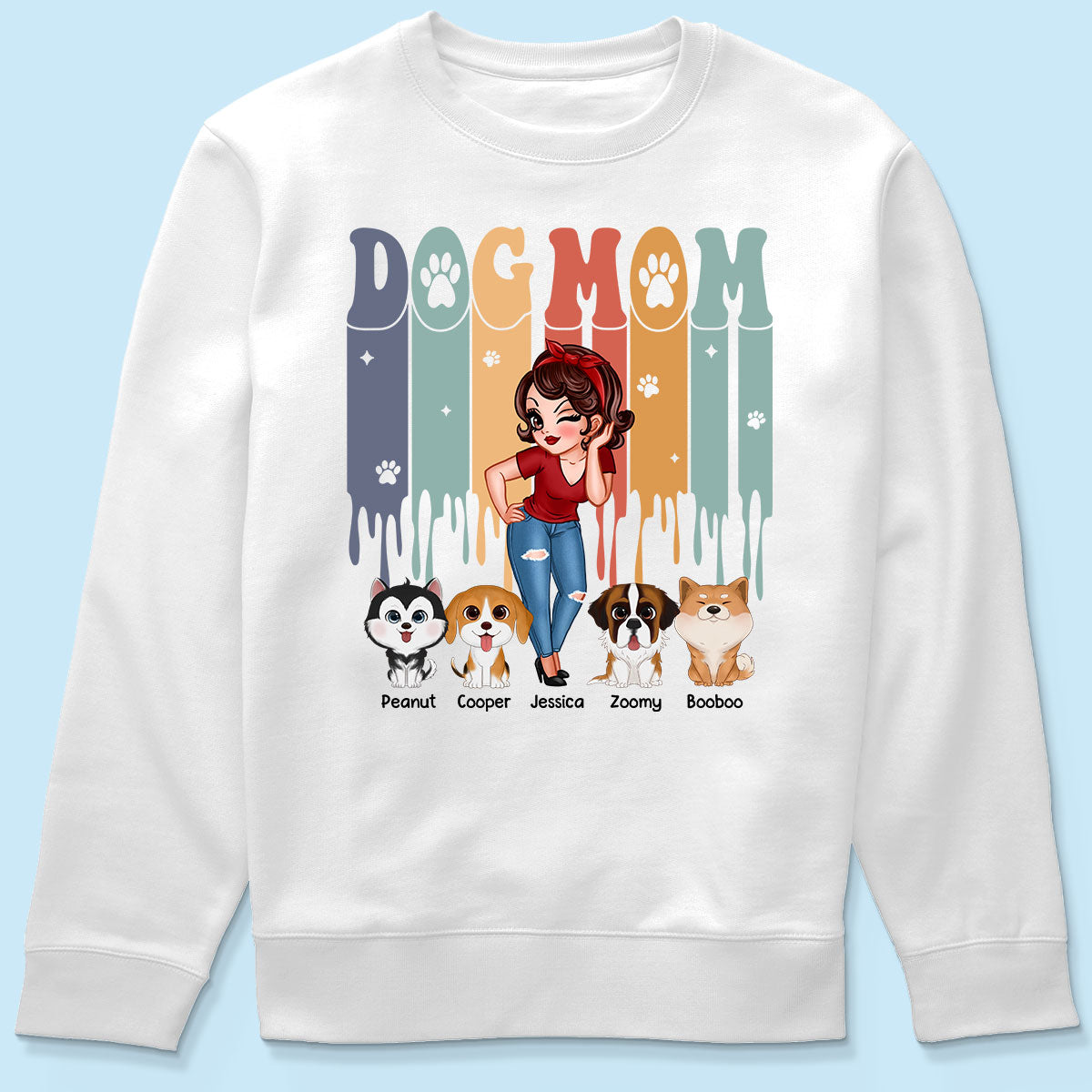 Dog Mom Retro Vintage Melting Personalized Shirt