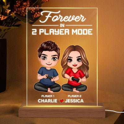 Gaming Couple Together Since Personalized Rectangle Acrylic Plaque With LED Night Light - Valentine‘s Day Gift - Anniversary Gift For Him - Gift For Her