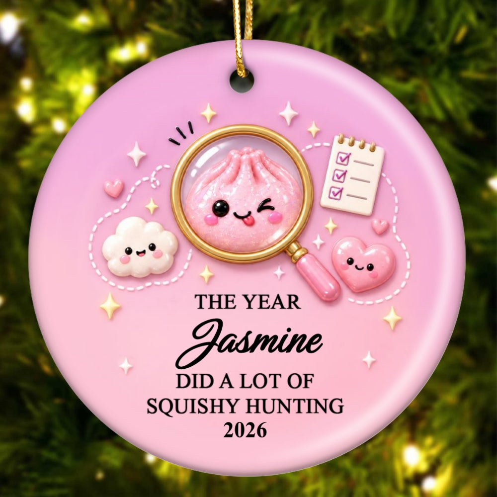 The Year I Did A Lot Of Squishy Hunting - Personalized Ceramic Ornament - Custom Name, Christmas Gift for Kids