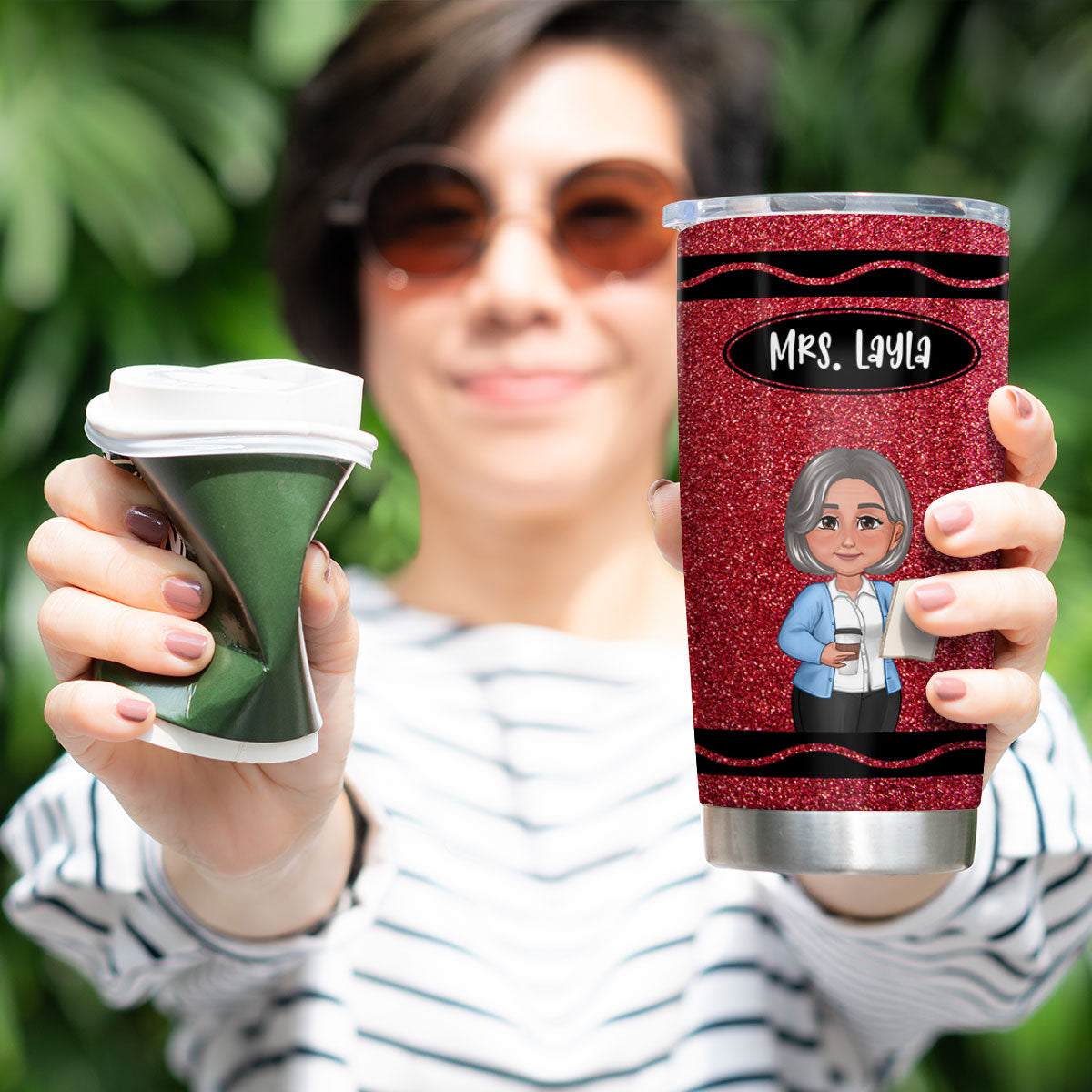 Teacher Crayon Personalized Tumbler| Back To School Gift For Teacher (Not Real Glitter)