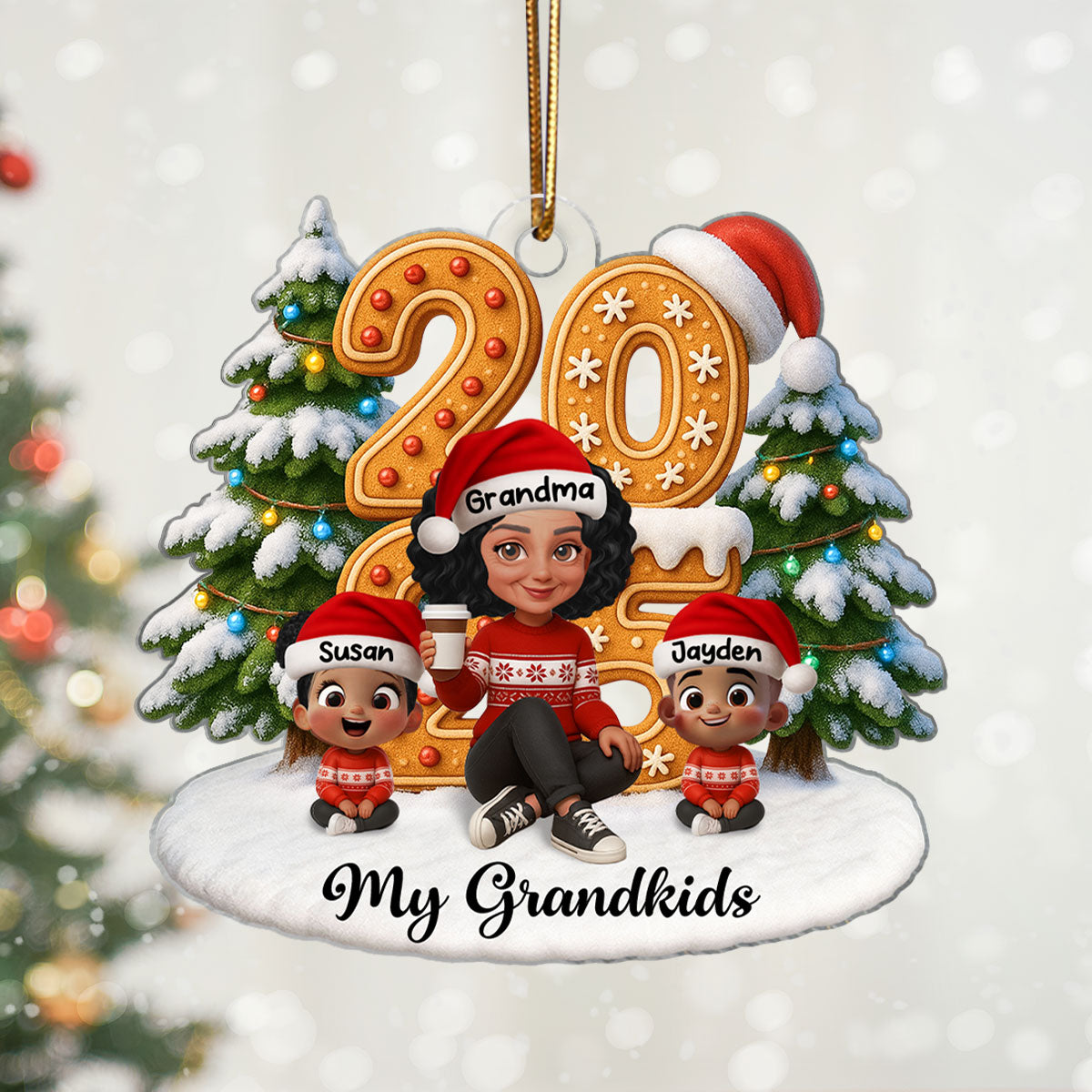 Grandkids Make Life Grand - Personalized Acrylic Ornament - Heartwarming Christmas Gift For Grandma