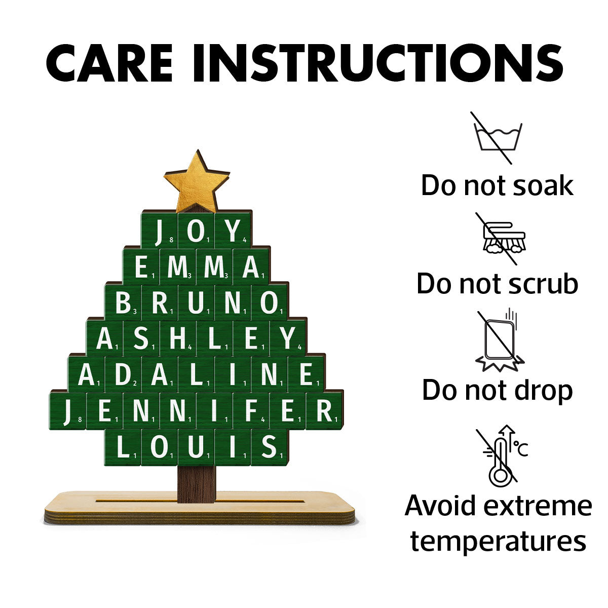 Christmas Tree Word Art Unique Christmas Decor Personalized Standing Wooden Plaque