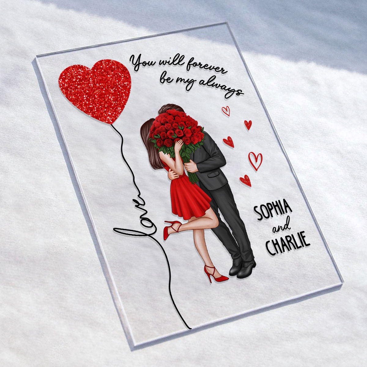 Elegant Couple Love Heart String Valentine‘s Gift Personalized Acrylic Plaque