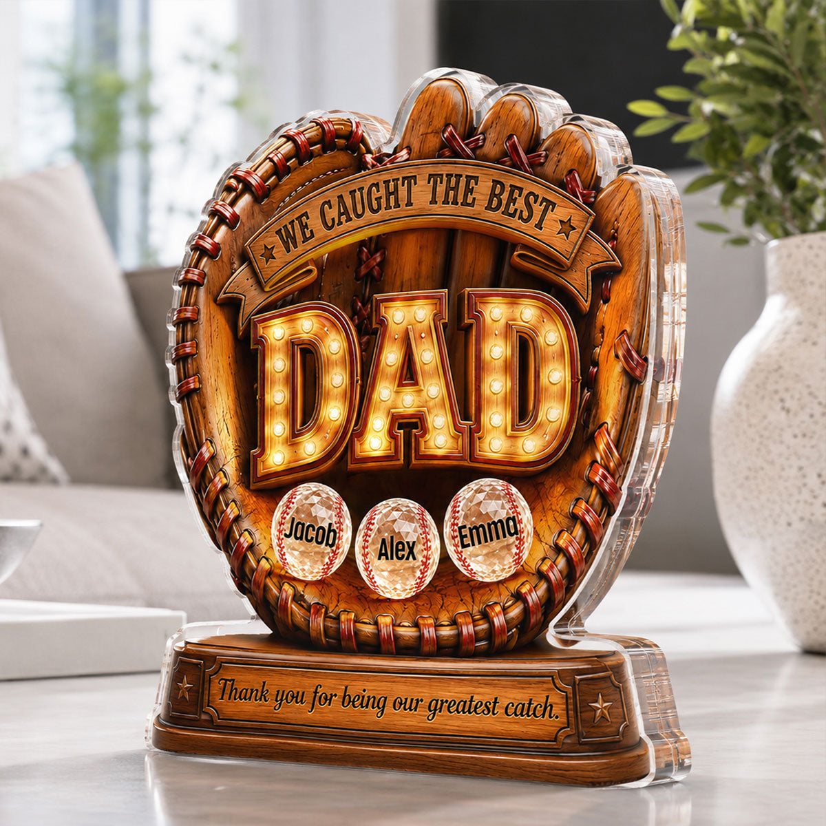 Great Baseball Dad - Personalized Acrylic Block Plaque - Father's Day Gift for Dad, Husband