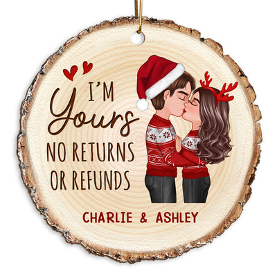 Doll Couple Kising Wood Slice Printed Personalized Wooden Ornament