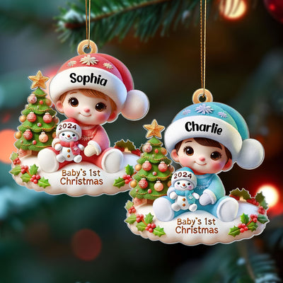 Precious Moments Baby’s First Christmas Dated 2025 Acrylic Ornament, Lovely Keepsake to Celebrate Baby's First Christmas, Christmas Decor For Newborns