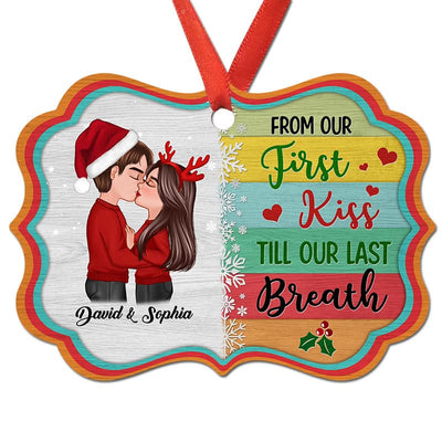 Colorful Palette Doll Couple Kissing Personalized Christmas Ornament