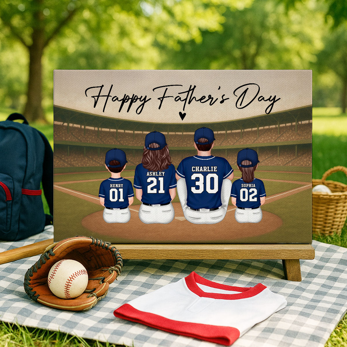 Retro Vintage Baseball Family Daddy's Dream Team Personalized Wrapped Canvas| Unique Father's Day Gift For Dad