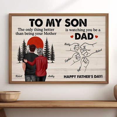 Retro Vintage Sunset To My Son Watching You Be A Dad - Personalized Poster - Father's Day Gift For Son