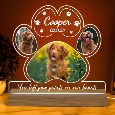 Dog Cat Pet Loss Photo Inserted Personalized Custom Shape Warm LED Night Light