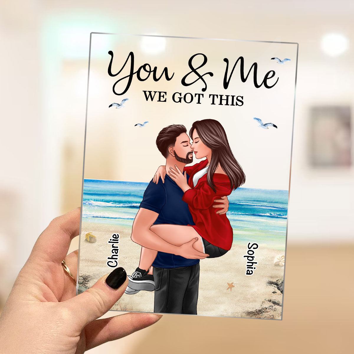 Couple Hugging In The Sunset Personalized Acrylic Plaque
