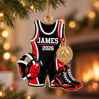 Wrestling Things Custom Name 2D Flat Printed - Personalized Acrylic Ornament - Gift For Son, Wrestling Keepsake, Wrestling Lovers Gift