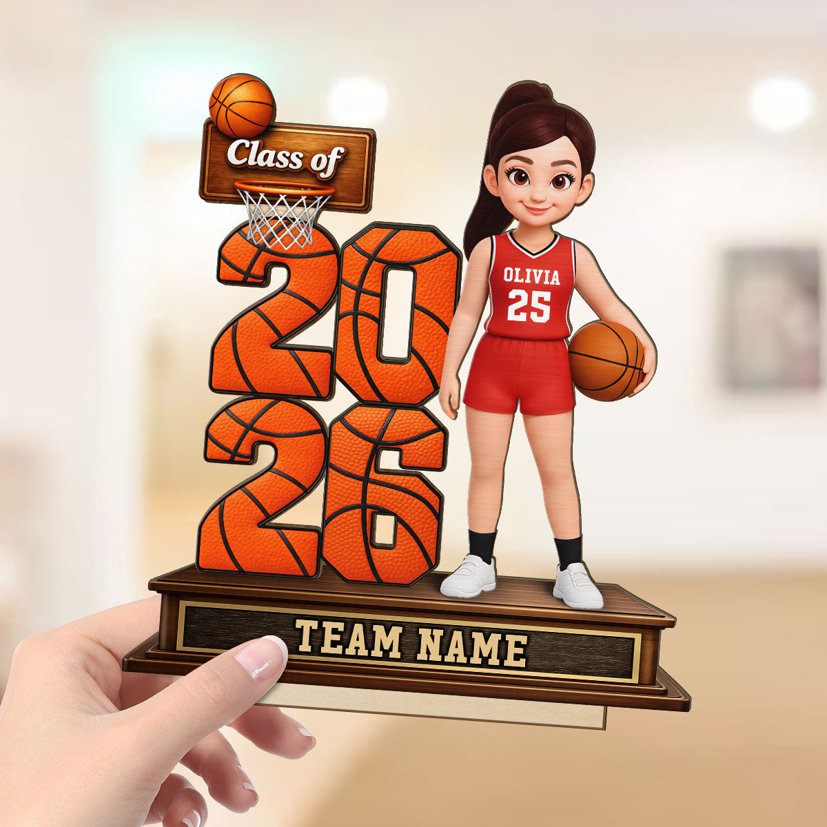 Basketball Senior Class Of 2026 2027 - Personalized 2-Layered Wooden Plaque - Graduation Gift For Son, Daughter