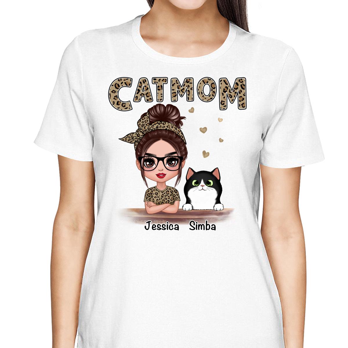 Leopard Shirt Doll Cat Mom Personalized Shirt