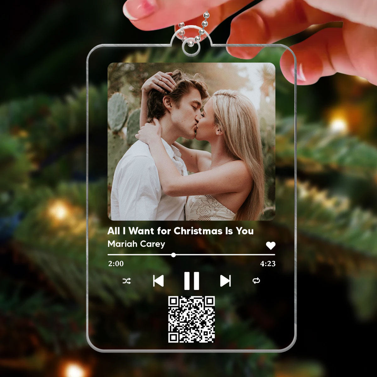 Custom Song And Photo Scannable QR Code Couple Family Friends Personalized Acrylic Ornament