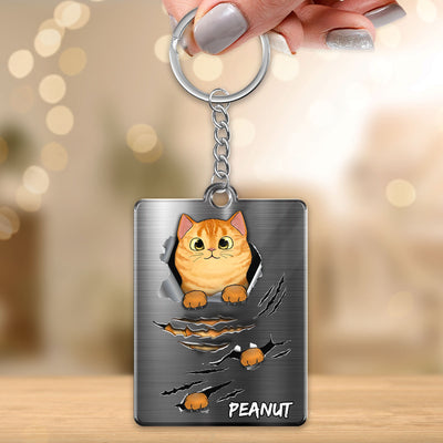 Fluffy Cats Scratch Personalized Acrylic Keychain