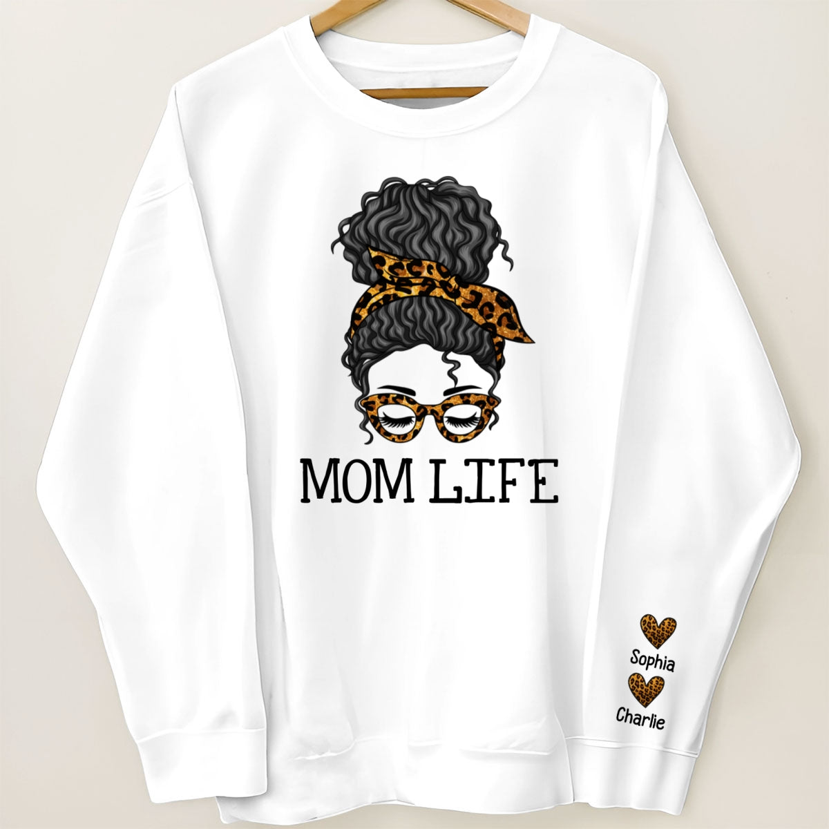 Messy Bun Gift For Mom Personalized Sleeve Printed Sweatshirt