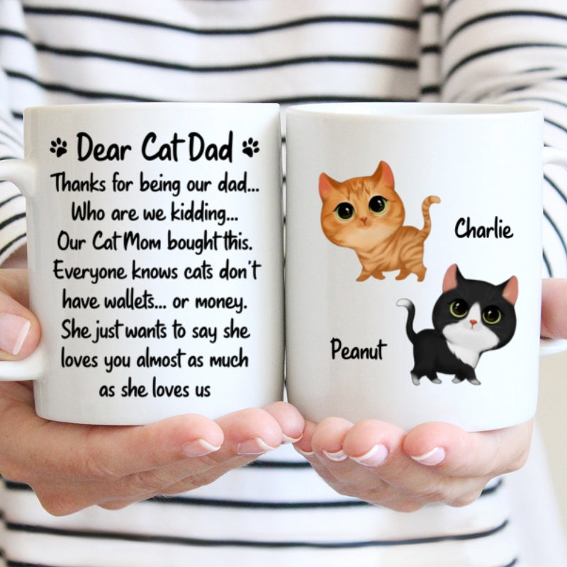 Our Cat Mom Bought This Father‘s Day Gift Watercolor Cute Cats Walking Personalized Mug