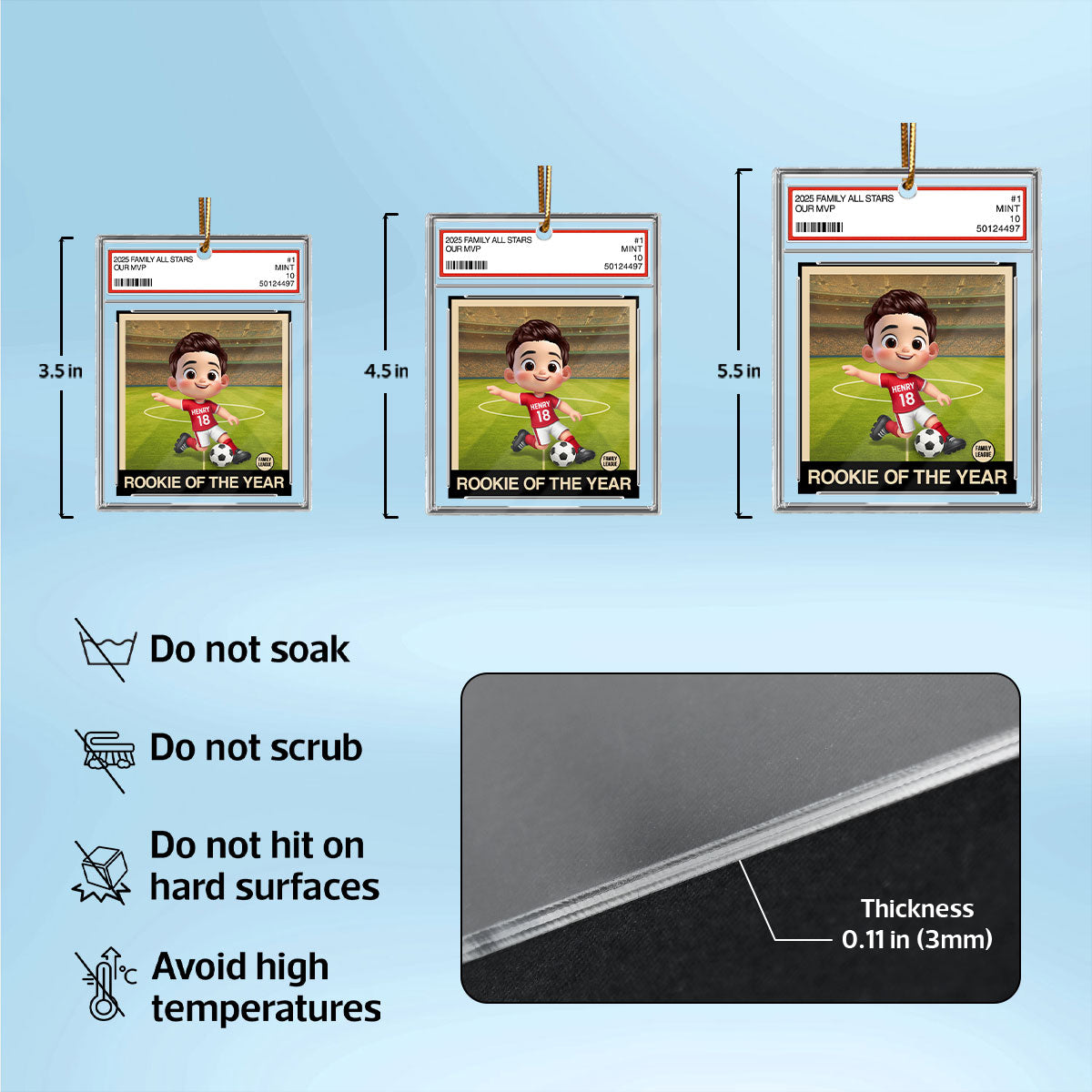 Soccer Rookie Of The Year Kid All Star Trading Card Style - Personalized Acrylic Ornament - Christmas Gift For Kids, Grandchildren