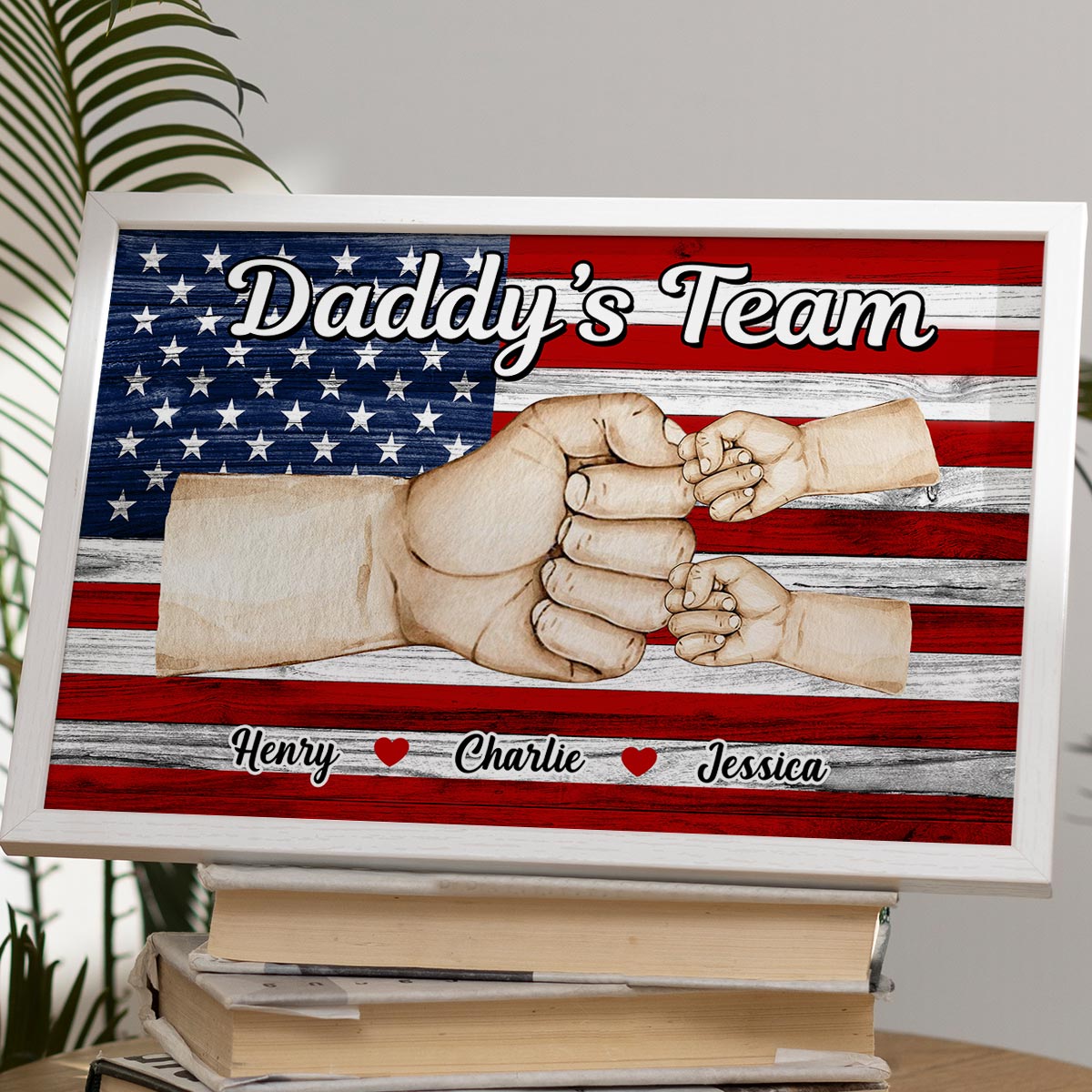Nation Flag Daddy‘s Team Fist Bump Gift For Dad Personalized Horizontal Poster